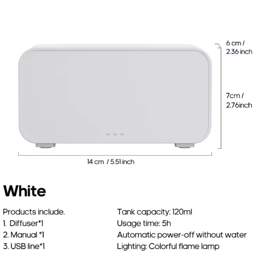 Ultrasonic Aroma Diffuser with Colorful Flame Effect