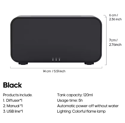 Ultrasonic Aroma Diffuser with Colorful Flame Effect
